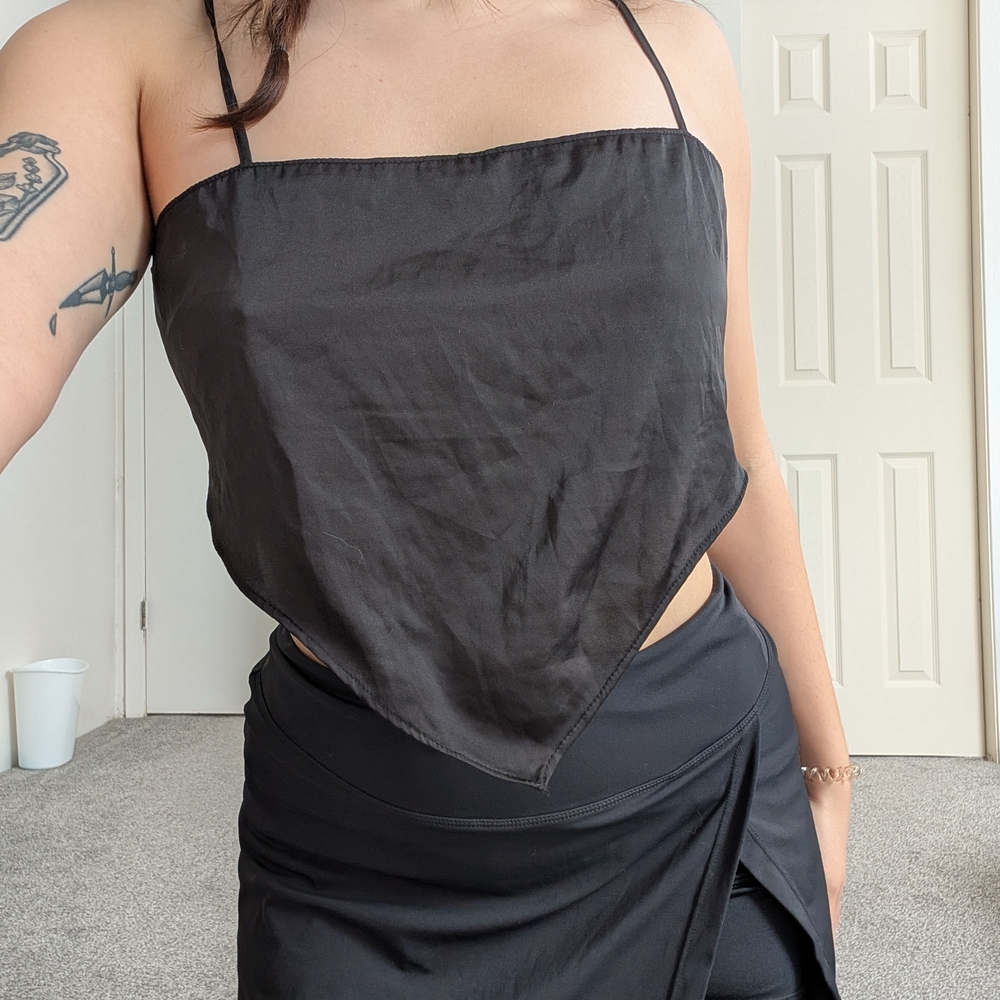 Black Satin Handkerchief Top
